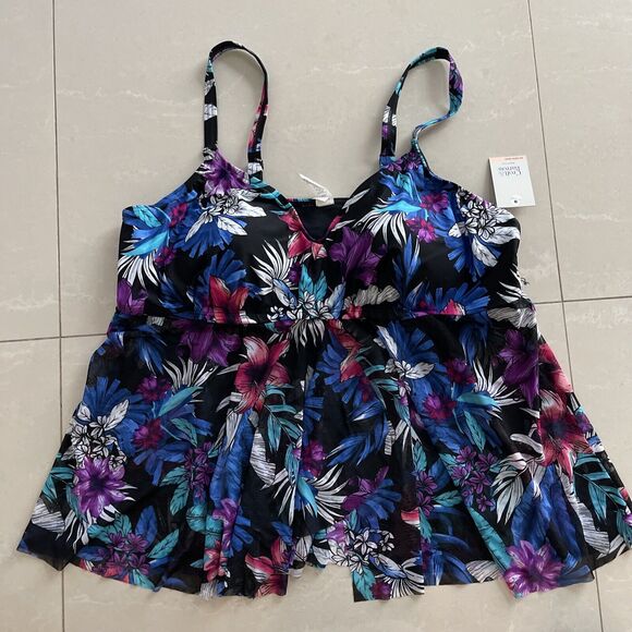 Croft & Barrow Two Piece Tankini Swimsuit, NWT, Top Size 2X, Bottom Size L - Picture 2 of 14